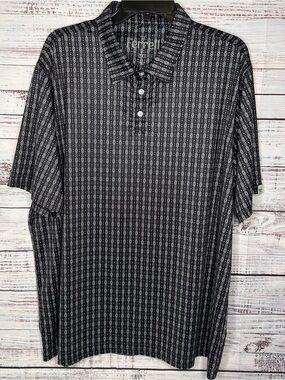 Ferrell Shirt Mens 2XL Polo Performance Black Gray Short Sleeve Western B24